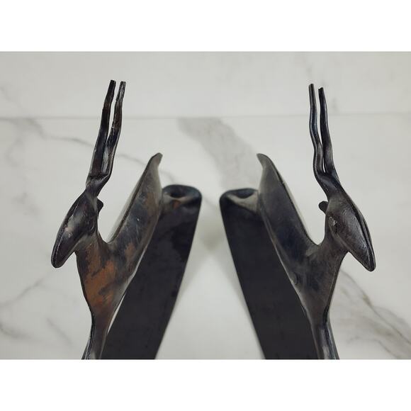 African Antelope Deer Gazelle Metal Rocking Rustic Crafted 9" Brown Decor x2 - Picture 10 of 13